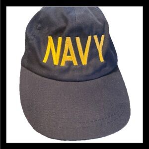 Vintage Canadian Navy Hat with adjustable leather strap and CDN flag. Adult